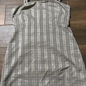 Kittenish Black and White Checkered Strapless Dress